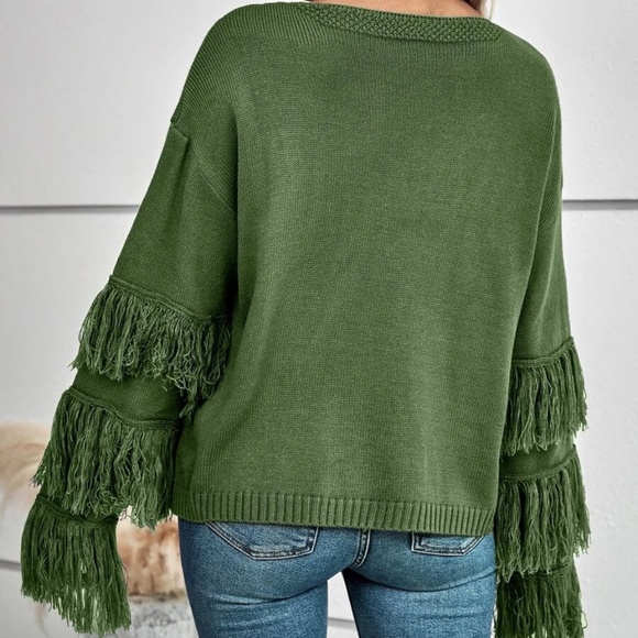 Cozy Fringe Sleeve Oversized Sweater Top - Picture 5 of 8